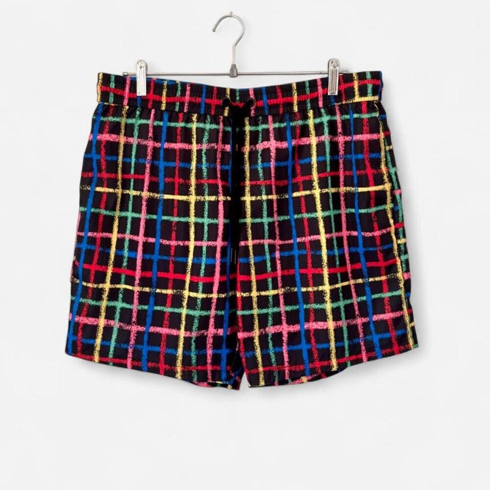 Teddy Fresh Colorful Plaid Athletic Shorts Streetwear Athleisure- Size Large